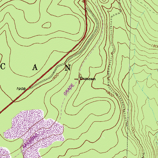 Topographic Map of Duncan, PA