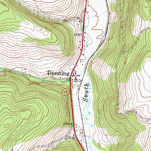 Topographic Map of Dunning, PA