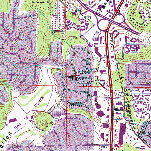 Topographic Map of Hoover, AL