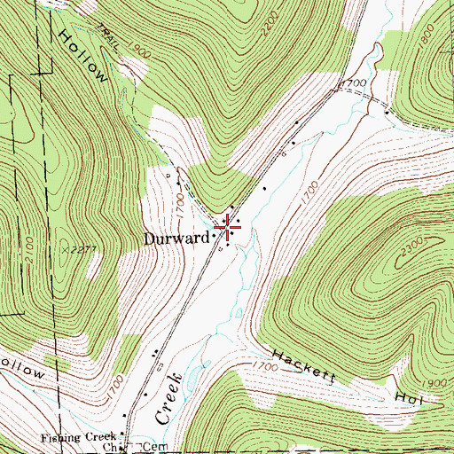 Topographic Map of Durward, PA