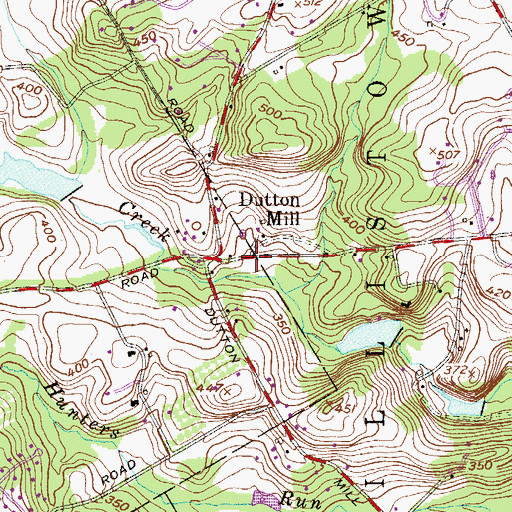 Topographic Map of Dutton Mill, PA