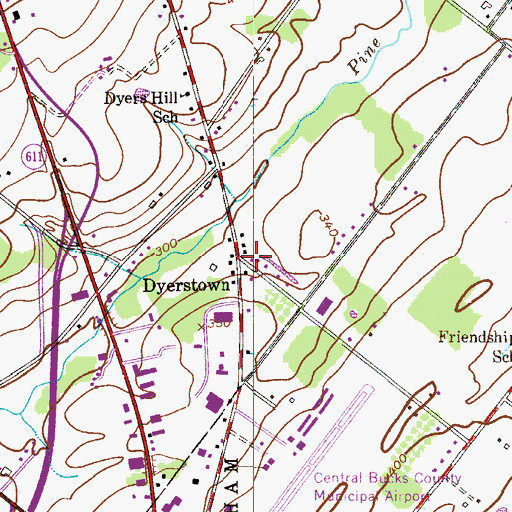 Topographic Map of Dyerstown, PA