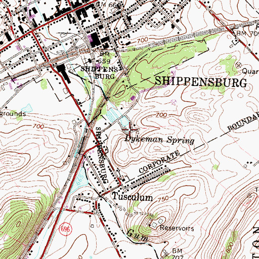 Topographic Map of Dykeman Spring, PA