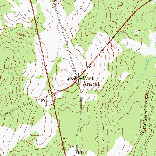Topographic Map of East Ararat, PA