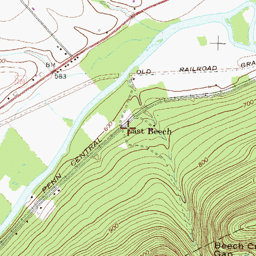 Topographic Map of East Beech, PA