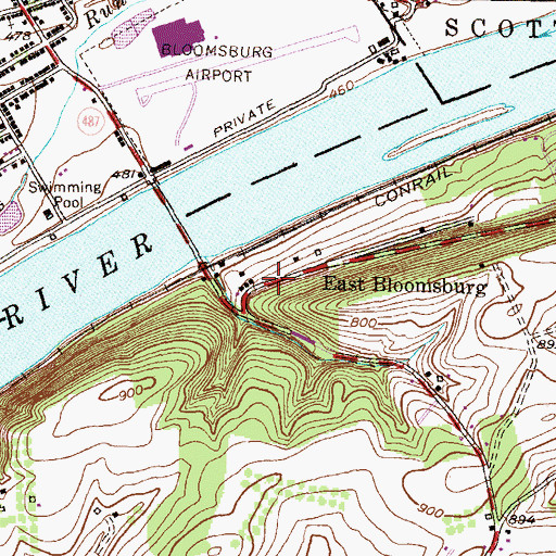Topographic Map of East Bloomsburg, PA