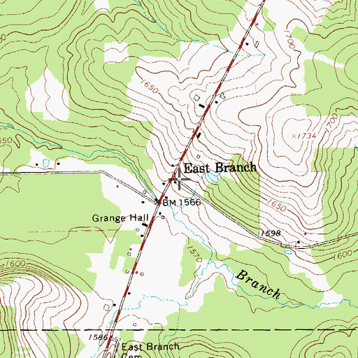 Topographic Map of East Branch, PA