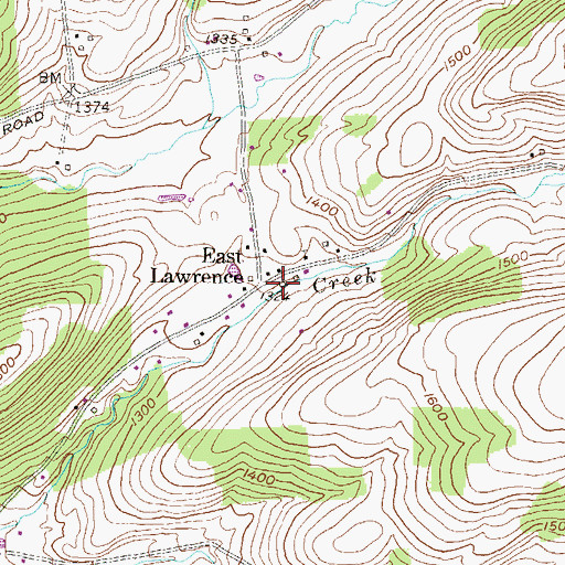 Topographic Map of East Lawrence, PA