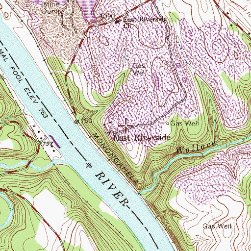 Topographic Map of East Riverside, PA