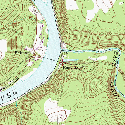Topographic Map of East Sandy, PA