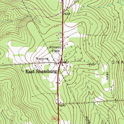 Topographic Map of East Shamburg, PA