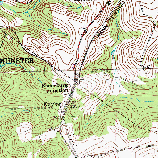 Topographic Map of Ebensburg Junction, PA