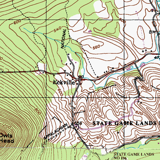 Topographic Map of Eckville, PA