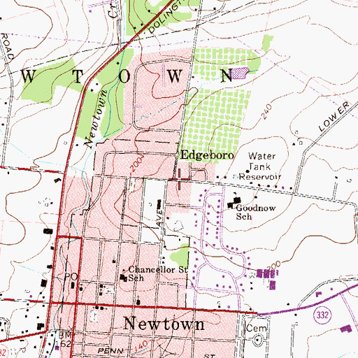 Topographic Map of Edgeboro, PA