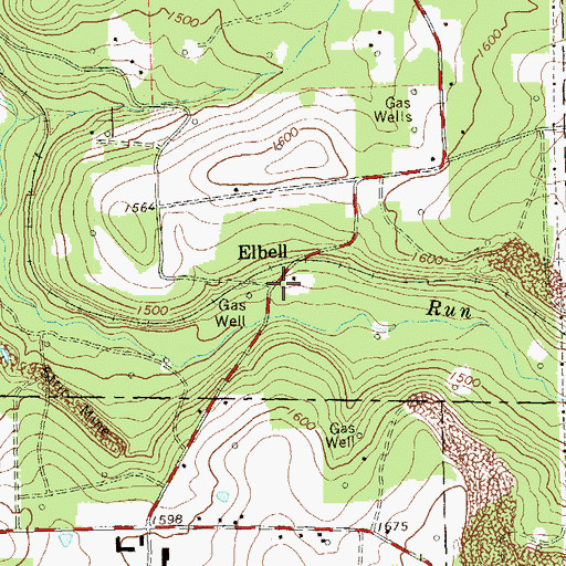Topographic Map of Elbell, PA