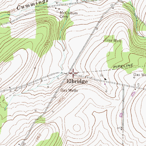 Topographic Map of Elbridge, PA