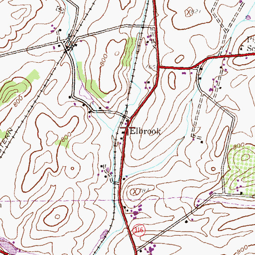 Topographic Map of Elbrook, PA