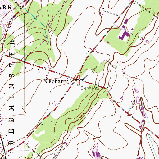 Topographic Map of Elephant, PA