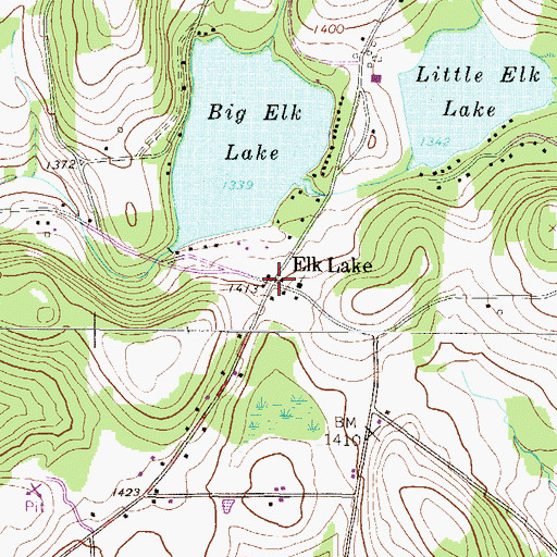 Topographic Map of Elk Lake, PA