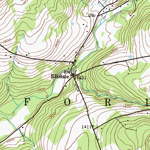 Topographic Map of Elkdale, PA