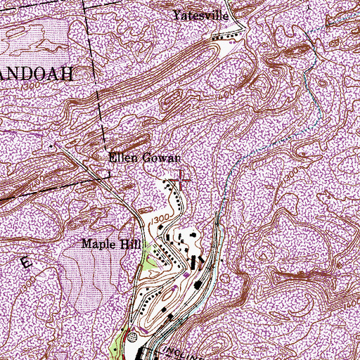 Topographic Map of Ellen Gowan, PA