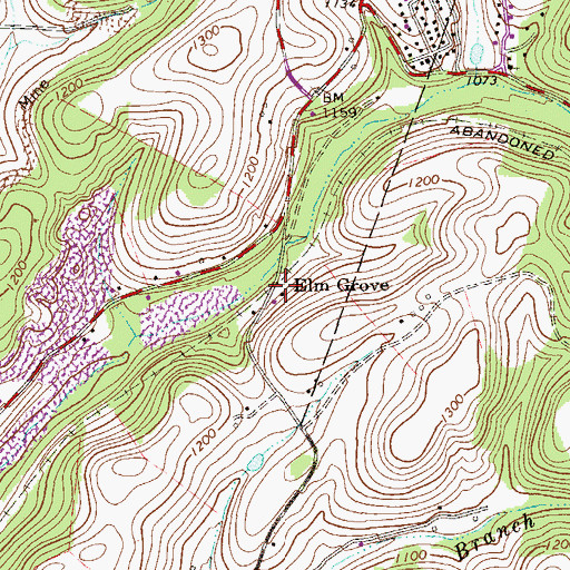 Topographic Map of Elm Grove, PA