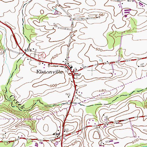 Topographic Map of Elstonville, PA