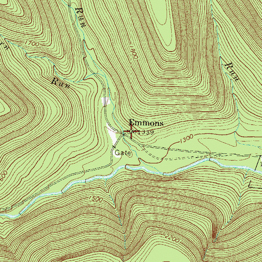 Topographic Map of Emmons, PA