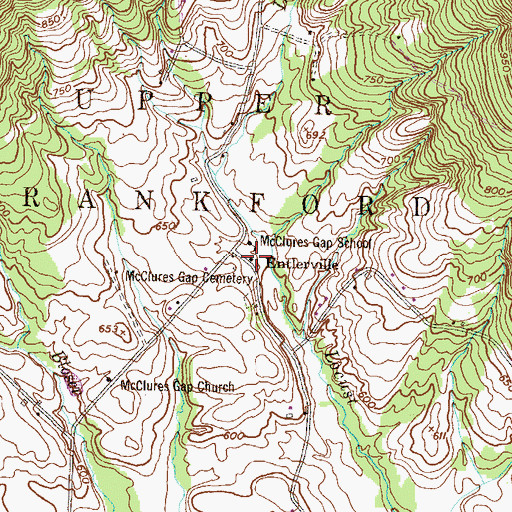 Topographic Map of Entlerville, PA