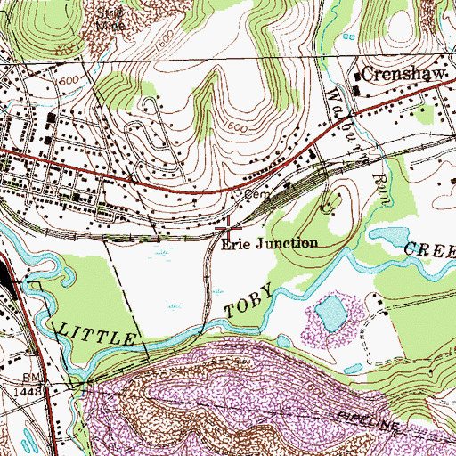 Topographic Map of Erie Junction, PA