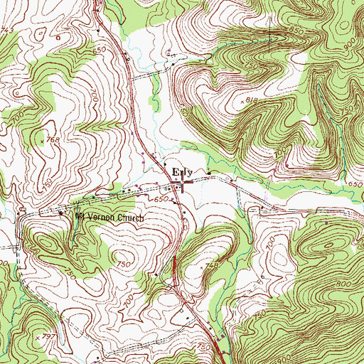 Topographic Map of Erly, PA
