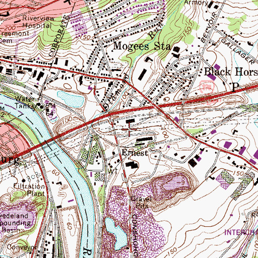 Topographic Map of Ernest, PA