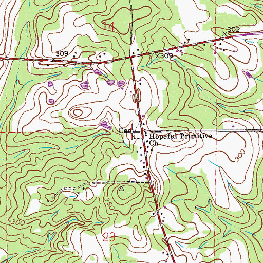 Topographic Map of Hopeful Primitive Baptist Church, AL