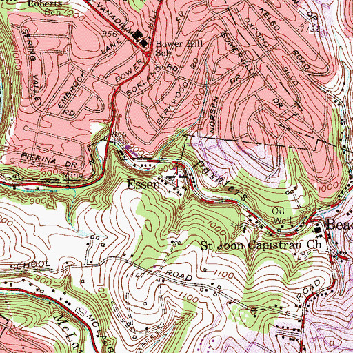 Topographic Map of Essen, PA