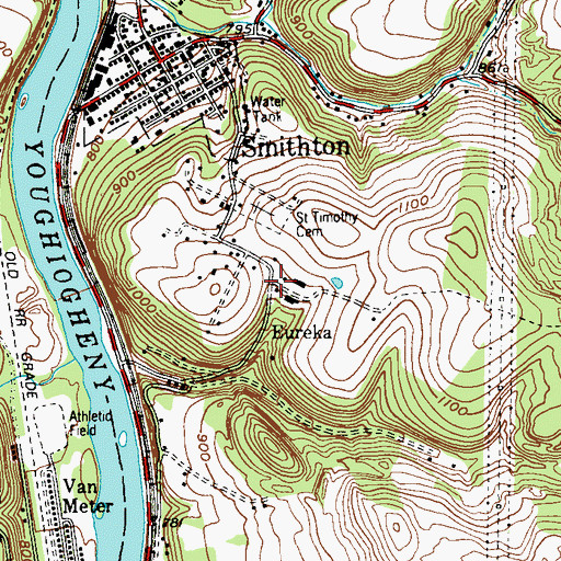 Topographic Map of Eureka, PA