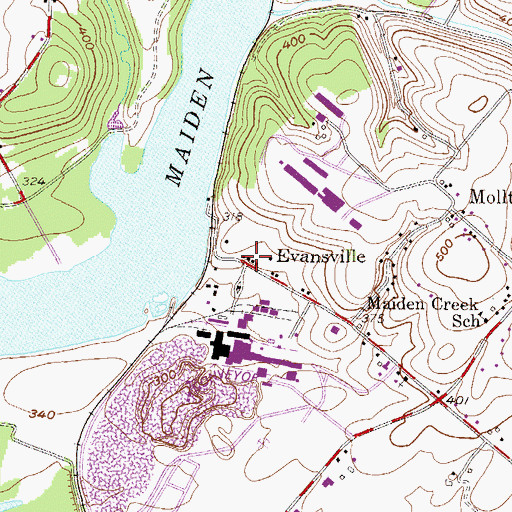 Topographic Map of Evansville, PA