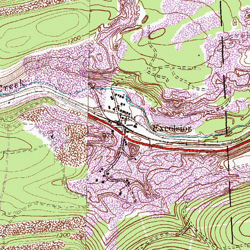 Topographic Map of Excelsior, PA