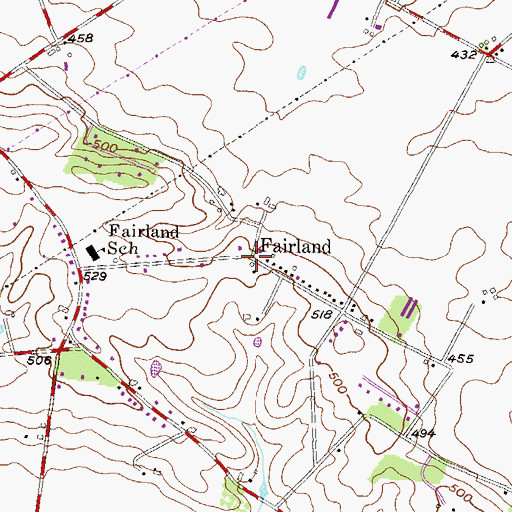 Topographic Map of Fairland, PA