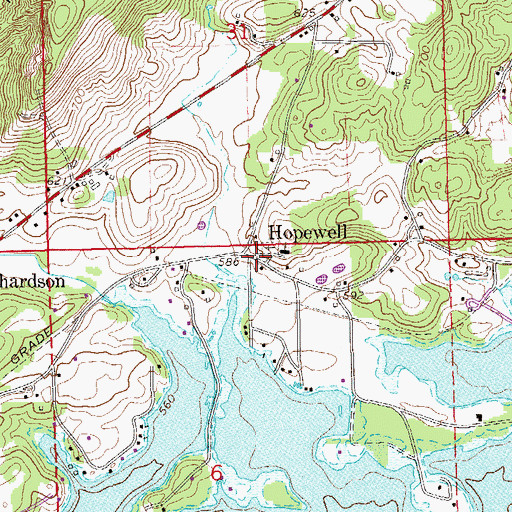 Topographic Map of Hopewell, AL