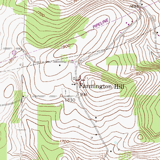 Topographic Map of Farmington Hill, PA