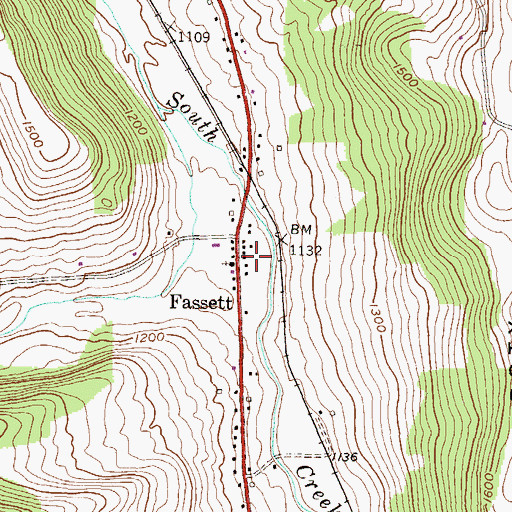 Topographic Map of Fassett, PA