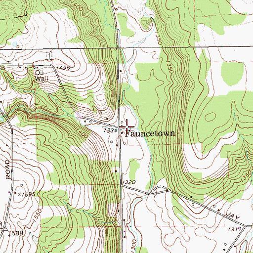Topographic Map of Fauncetown, PA