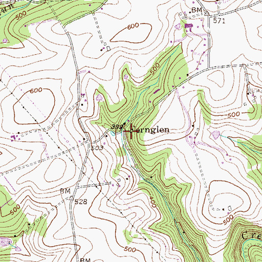 Topographic Map of Fernglen, PA