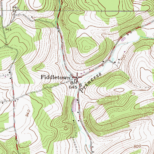 Topographic Map of Fiddletown, PA