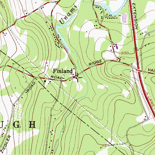 Topographic Map of Finland, PA