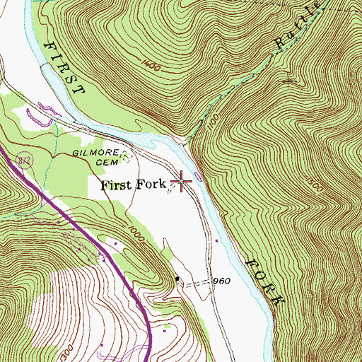 Topographic Map of First Fork, PA
