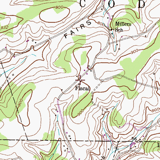 Topographic Map of Fiscal, PA