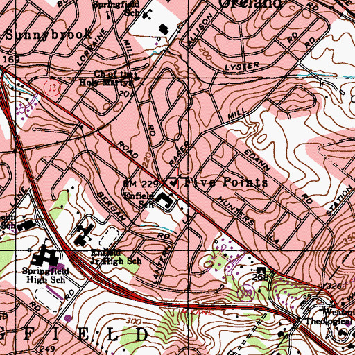 Topographic Map of Five Points, PA