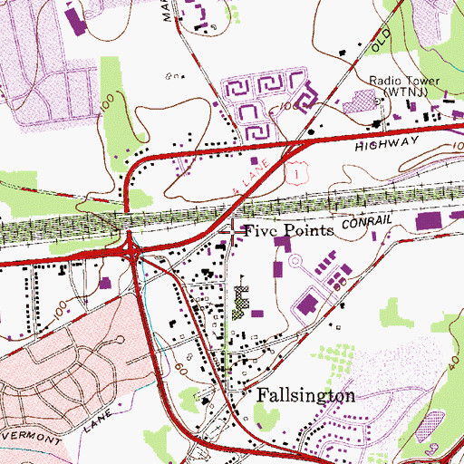 Topographic Map of Five Points, PA