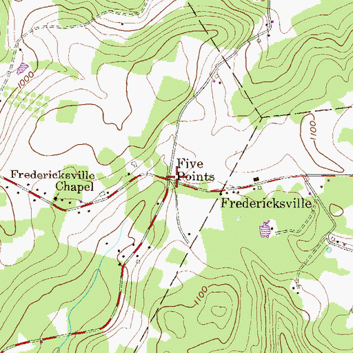 Topographic Map of Five Points, PA
